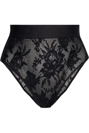 Dolce & Gabbana Undertøj, Dame, Sort, M, Bomuld, Sorte Blonde Højtaljede Briefs