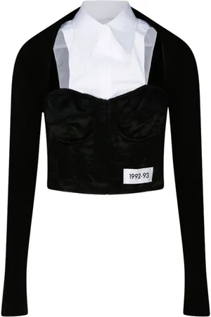 Dolce & Gabbana Top, Dame, Sort, M, Bomuld, Sort bomuld bustier skjorte