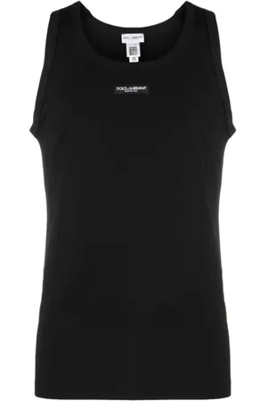 Dolce & Gabbana Top, Dame, Sort, M, Uld, Logo-Patch Tank Top, Elegant og stilfuld ærmeløs top til kvinder