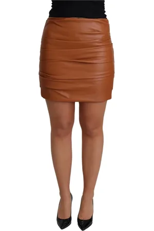 Dolce & Gabbana Nederdel, Dame, Brun, S, Læder, Kort Læderskørt