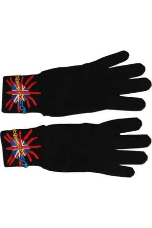 Dolce & Gabbana Tilbehør, unisex, Sort, ONE SIZE, Uld, London Broderede Uldhandsker