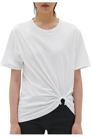 BARBARA BUI Top, Dame, Hvid, S, Bomuld, Draped T-shirt i bomuld