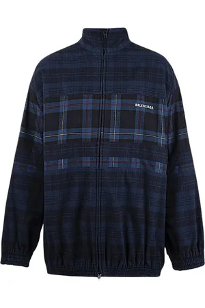 Balenciaga Jakke, Herre, Blå, XS, Bomuld, Højhalset Lynlåsfrakke