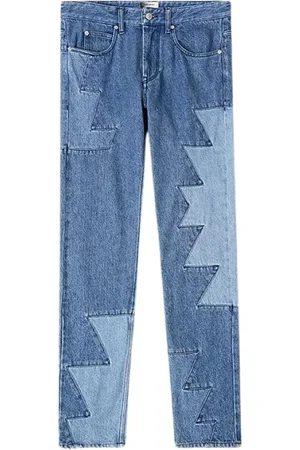 Isabel Marant Jeans, Herre, Blå, W30, Bomuld, Straight Cut Patchwork Jeans