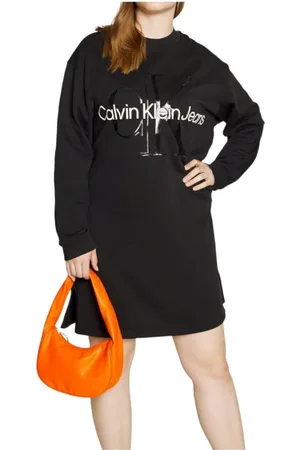 Calvin Klein Kjole, Dame, Sort, XS, Uld, Monogram Sweatshirt Kjole