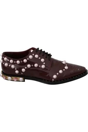 Dolce & Gabbana Sko, Dame, Brun, 39 EU, Læder, Studded Lædersnøresko