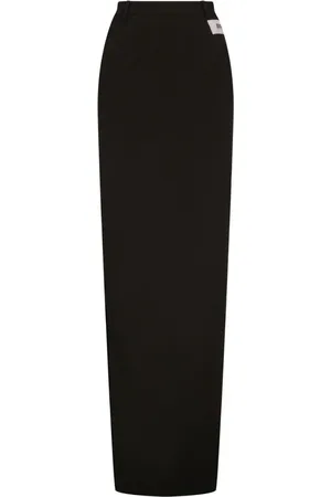 Dolce & Gabbana Nederdel, Dame, Sort, XS, Bomuld, Sort Maxi Nederdel med Unikt Nummer Patch