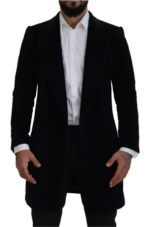 Dolce & Gabbana Jakke, Herre, Sort, S, Bomuld, Luksuriøs Sort Bomuld Cardigan Lang Frakke Jakke