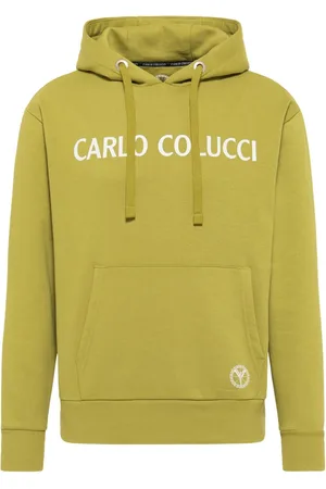 Carlo Colucci Sweathshirts & Hoodies, Herre, Grøn, M, Corrado Sweathoodie med Brysttryk
