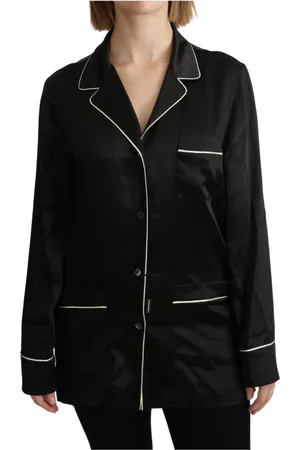 Dolce & Gabbana Nightwear & Lounge, Dame, Sort, 2XS, Uld, Luksuriøs Silke Stretch Top Bluse