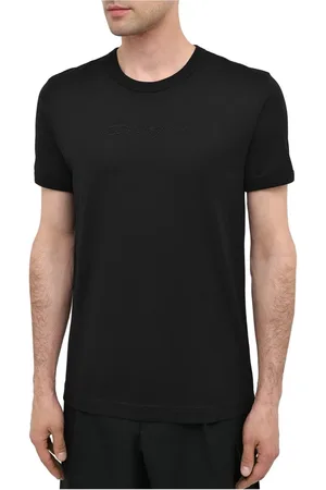 Dolce & Gabbana Top, Herre, Sort, XS, Bomuld, Elegant Sort T-shirt med Uni Logo Broderi