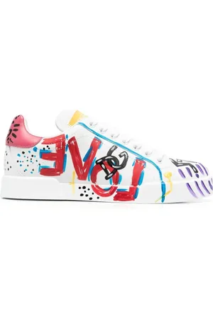 Dolce & Gabbana Sko, Dame, Hvid, 40 1/2 EU, Læder, Hvide Portofino Sneakers