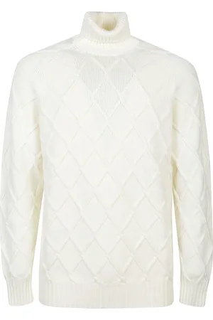 DRUMOHR Strik, Herre, Hvid, 2XL, Uld, Klassisk Turtle Neck Sweater