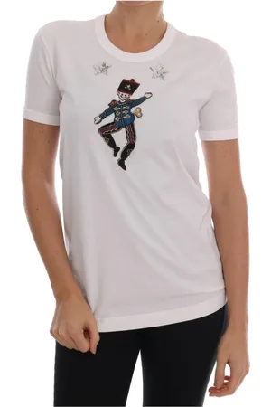 Dolce & Gabbana Top, Dame, Hvid, 2XS, Bomuld, Eventyrlig Hvid Bomuld T-Shirt