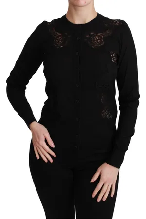 Dolce & Gabbana Strik, Dame, Sort, 3XS, Cashmere, Eksklusiv Blonde Kasjmir Cardigan