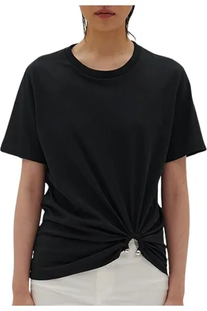 BARBARA BUI Top, Dame, Sort, M, Bomuld, Drapet T-shirt til kvinder i bomuld
