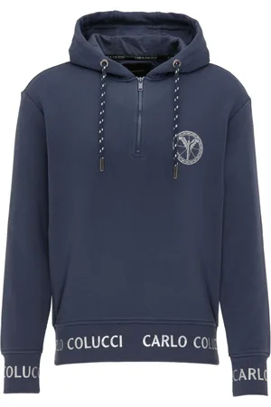 Carlo Colucci Sweathshirts & Hoodies, Herre, Blå, S, Herre Basic Lynlås Hættetrøje Carloni