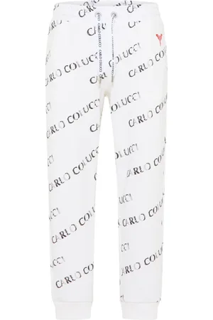 Carlo Colucci Bukser, Herre, Hvid, XL, Bomuld, Unikt Design Sweatpants med Davare Prints
