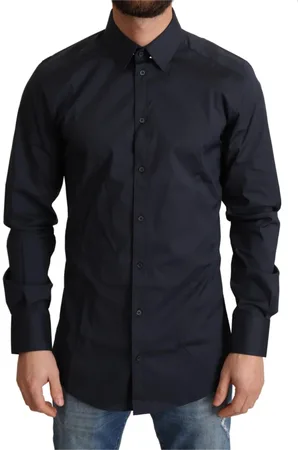Dolce & Gabbana Skjorte, Herre, Blå, XS, Bomuld, Formel Skjorte, Italiensk Fremstillet, Slim Fit, Mørkeblå