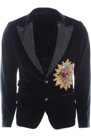 Dolce & Gabbana Jakke, Herre, Sort, S, Mænds Applikationsblazer og Vest