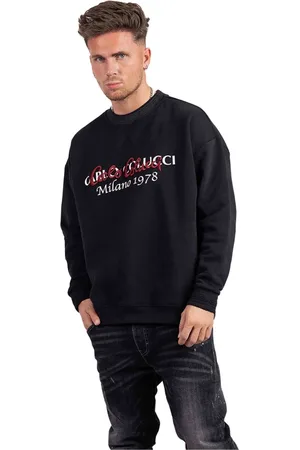 Carlo Colucci Sweathshirts & Hoodies, Herre, Sort, XS, Uld, Herre Sort Sweater C5334 20