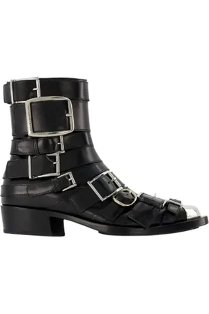 Alexander McQueen Sko, Dame, Sort, 37 EU, Læder, Sort/Sølv Læderstøvler