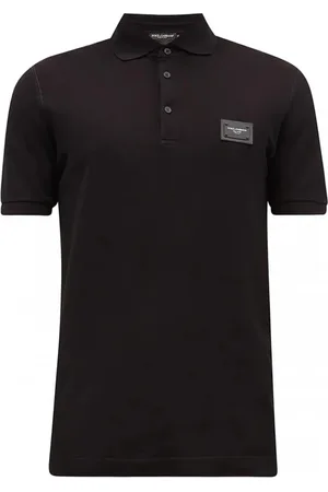 Dolce & Gabbana Top, Herre, Sort, XS, Bomuld, Polo Shirt, Elegant Sort med Metal Logo