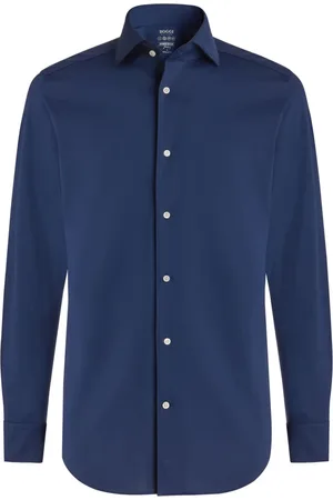 Boggi Milano Skjorte, Herre, Blå, M, Bomuld, Regular Fit Japansk Jersey Polo Shirt