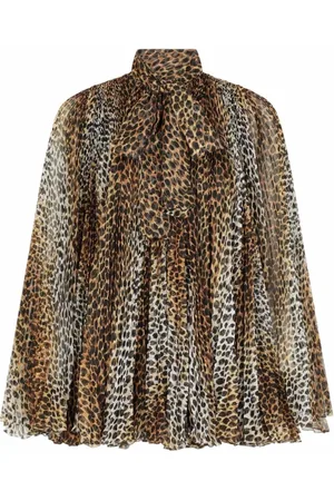 Dolce & Gabbana Bluser & Skjorter, Dame, , XS, Uld, Leopard Print Plisseret Mini Kjole