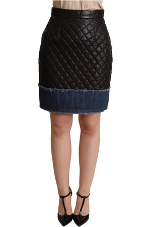 Dolce & Gabbana Nederdel, Dame, Sort, 2XS, Læder, Quiltet Læder Mini Nederdel