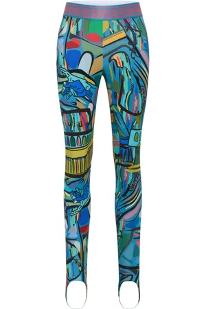 Carlo Colucci Bukser, Dame, Blå, XS, Uld, Farverige trykte leggings De Simone