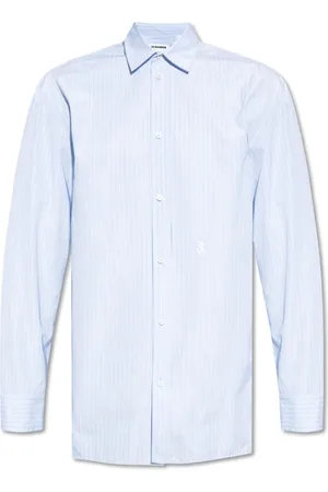 Jil Sander Skjorte, Herre, Blå, M, Bomuld, Bomuldsskjorte med logo