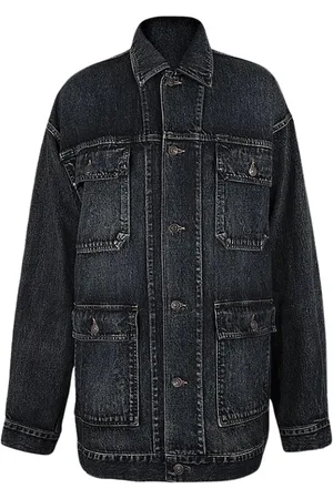 Balenciaga Jakke, Herre, Blå, XS, Denim, Lang Oversize Denim Jakke