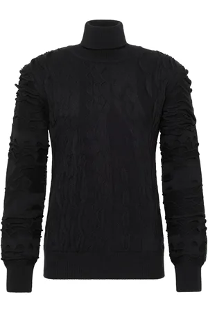 Carlo Colucci Strik, Herre, Sort, 3XL, Bomuld, Daniel Ensfarvet Turtleneck Sweater