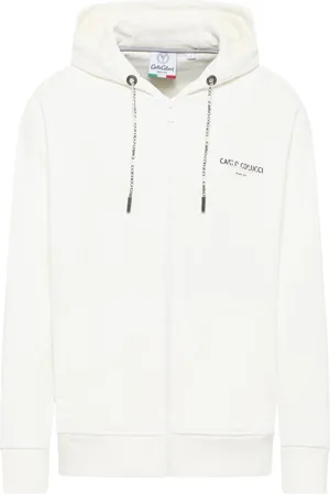 Carlo Colucci Sweathshirts & Hoodies, Herre, Hvid, M, Tyl, Basic Line De Simoi Hættetrøje