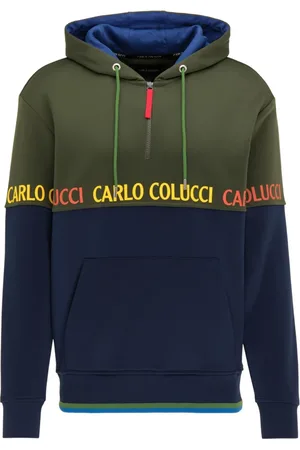 Carlo Colucci Sweathshirts & Hoodies, Herre, Grøn, S, Sweattroyer med hætte Carrari