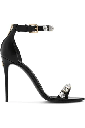 Dolce & Gabbana Sko, Dame, Sort, 40 EU, Uld, Krystaludsmykkede højhælede sandaler