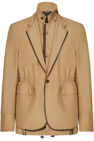 Dolce & Gabbana Jakke, Herre, Brun, XL, Polyester, Kamelbrun Lagdelt Enkeltknap Blazer