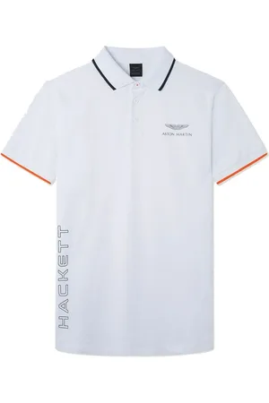 Hackett Top, Herre, Hvid, S, Bomuld, Aston Martin Racing Polo med Ribbet Krave