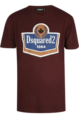 Dsquared2 Top, Herre, Rød, XL, Bomuld, Bordeaux Logo T-shirt med rund hals