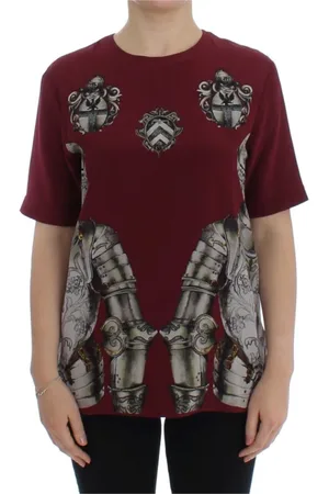 Dolce & Gabbana Bluser & Skjorter, Dame, Flerfarvet, XS, Uld, Middelalder Knight Print Silkebluse