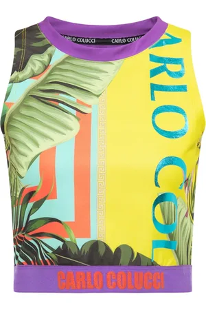 Carlo Colucci Top, Dame, Flerfarvet, L, Farverig Trykt Racer Top