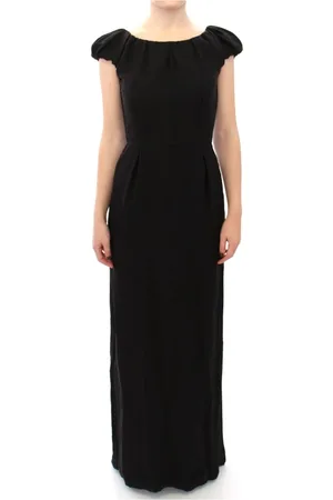 Dolce & Gabbana Kjole, Dame, Sort, XS, Uld, Sort Silke Kortærmet Galla Maxi IT Kjole