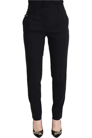 Dolce & Gabbana Bukser, Dame, Sort, XS, Uld, Leather Bukser