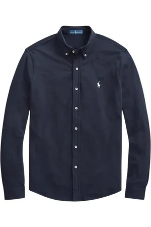 Ralph Lauren Skjorte, Herre, Blå, 2XL, Bomuld, Fin Piqué Bomuldsskjorte