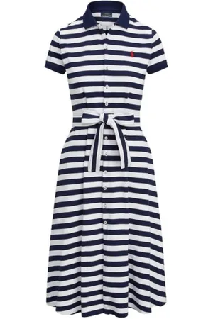 Ralph Lauren Kjole, Dame, Blå, XS, Bomuld, Stribet Polo Kjole