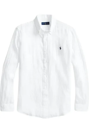 Ralph Lauren Skjorte, Herre, Hvid, 2XL, Linned, Slim Linen Skjorte