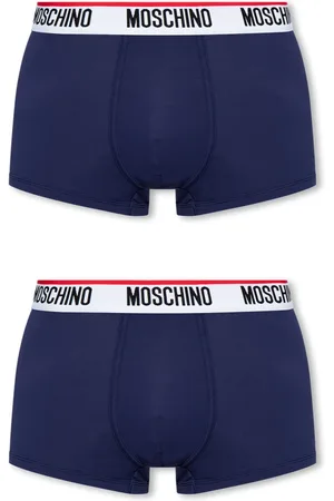 Moschino Undertøj, Herre, Blå, XS, Bomuld, Mærkede boxershorts 2-pakke