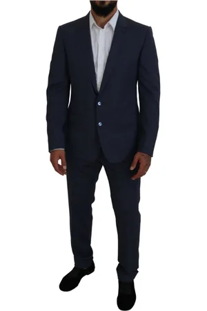 Dolce & Gabbana Jakkesæt, Herre, Blå, 2XL, Uld, Blåt uld Martini 3-delt Slim Fit jakkesæt