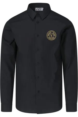 VERSACE Skjorte, Herre, Sort, M, Uld, Sort Casual Skjorte til Mænd